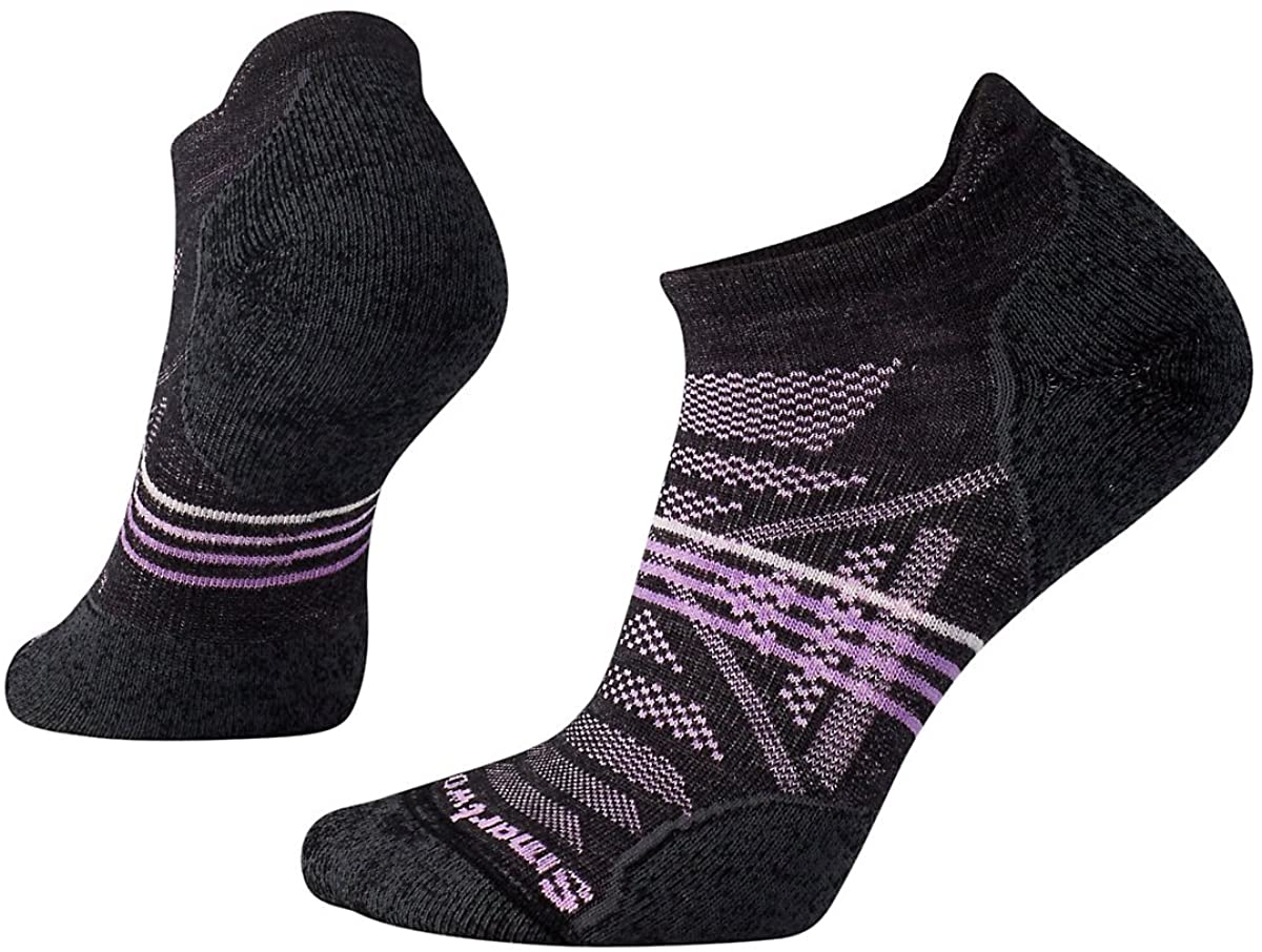 Women's Smartwool PhD Outdoor Light Hiking Micro Socks in Charcoal from the front view