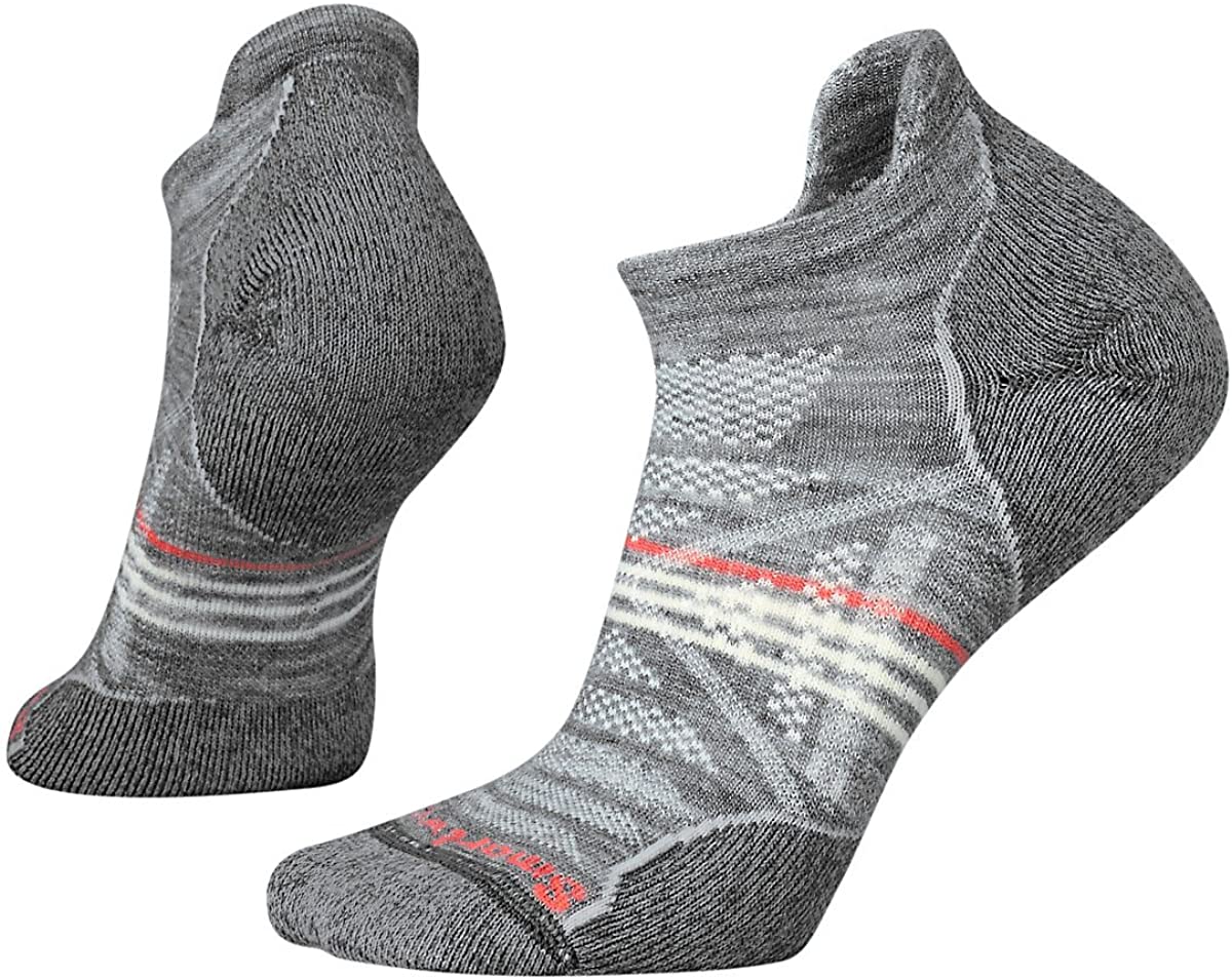 Women's Smartwool PhD Outdoor Light Hiking Micro Socks in Light Gray from the front view