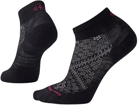 Women's Smartwool PhD Run Light Elite Low Cut Sock in Black from the side