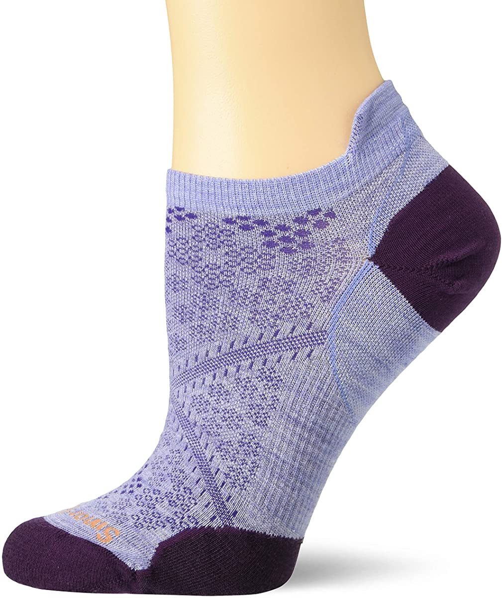 Women's Smartwool PhD Run Ultra Light Micro Socks in Purple Mist from the front view