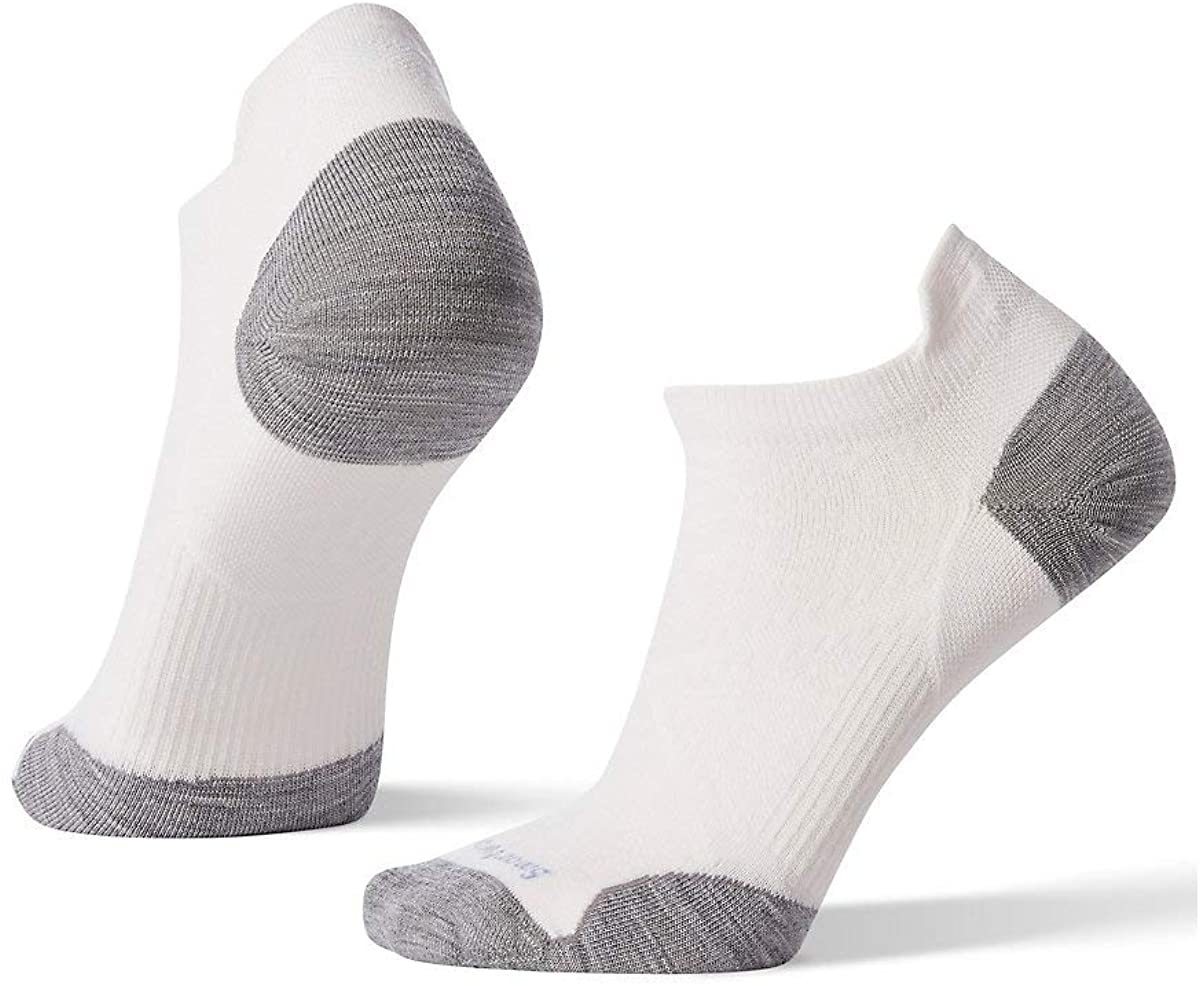 Women's Smartwool PhD Run Ultra Light Micro Socks in White-Light Gray from the front view