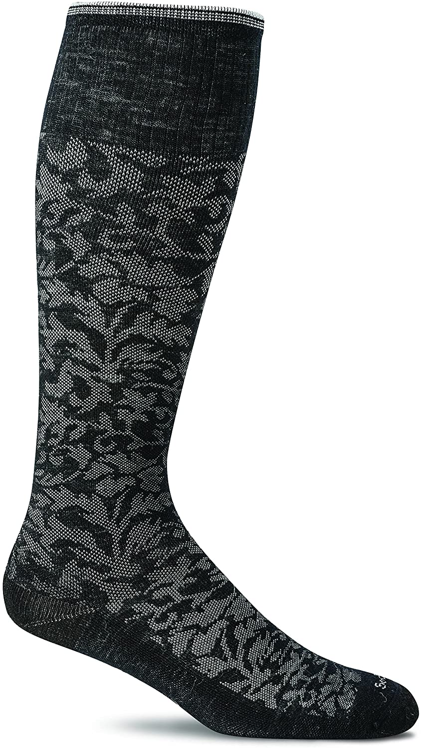 Sockwell Women's Damask Moderate Graduated Compression Sock in Black from the side