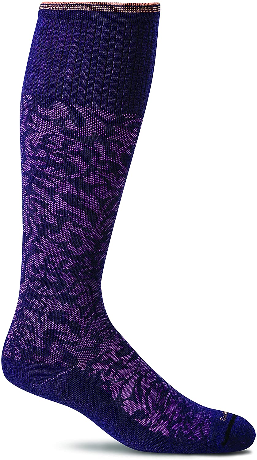 Sockwell Women's Damask Moderate Graduated Compression Sock in Concorde from the side