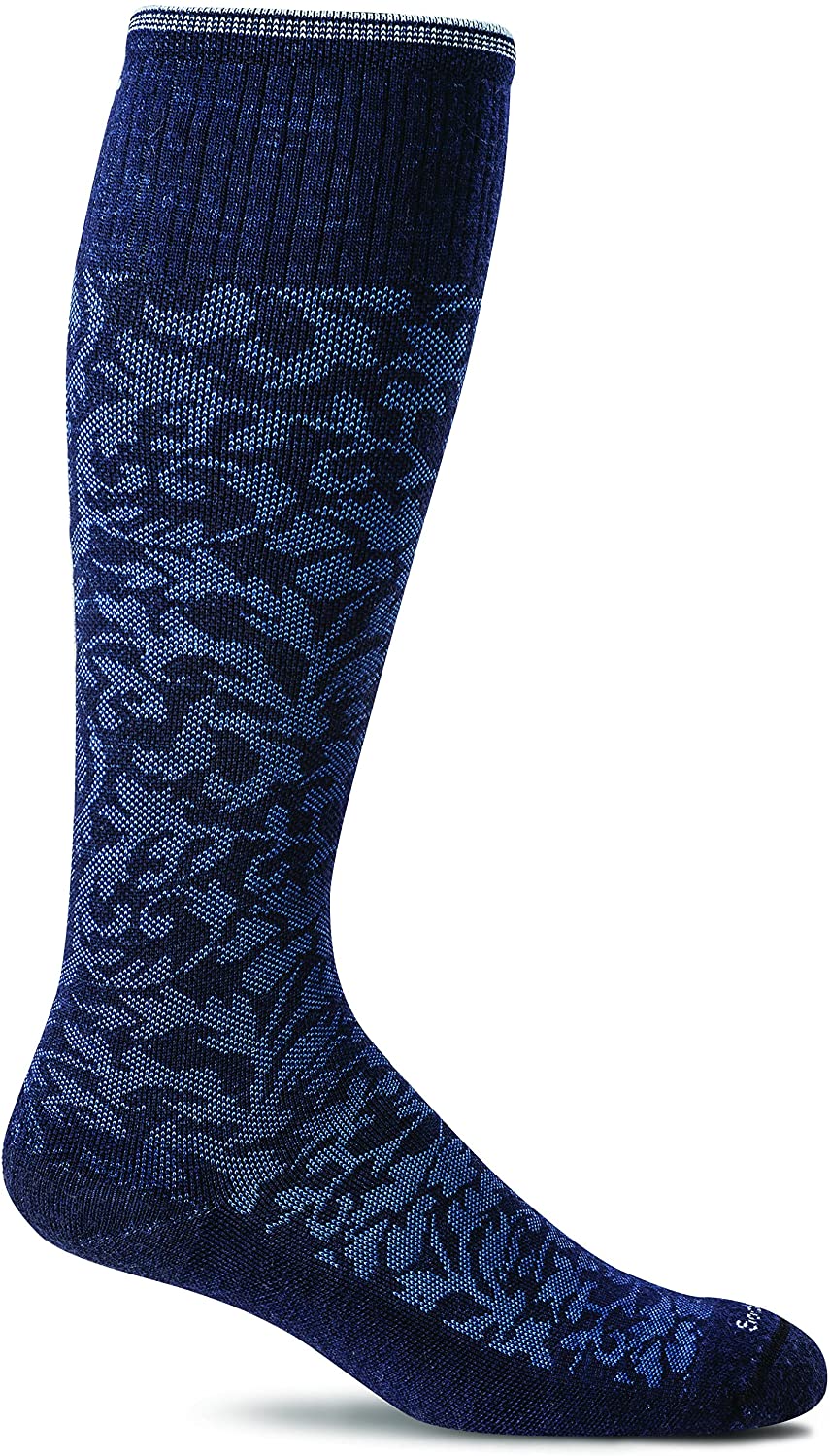 Sockwell Women's Damask Moderate Graduated Compression Sock in Navy from the side