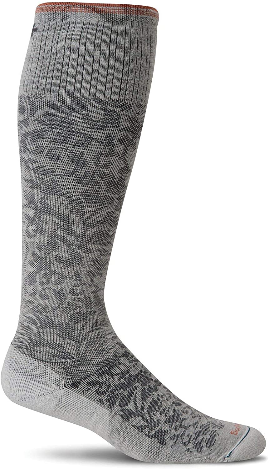 Sockwell Women's Damask Moderate Graduated Compression Sock in Oyster from the side