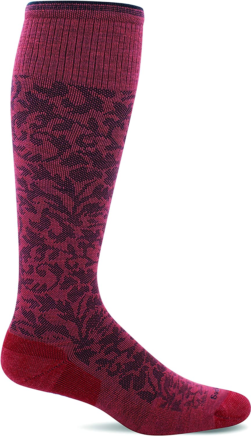 Sockwell Women's Damask Moderate Graduated Compression Sock in Red Rock from the side
