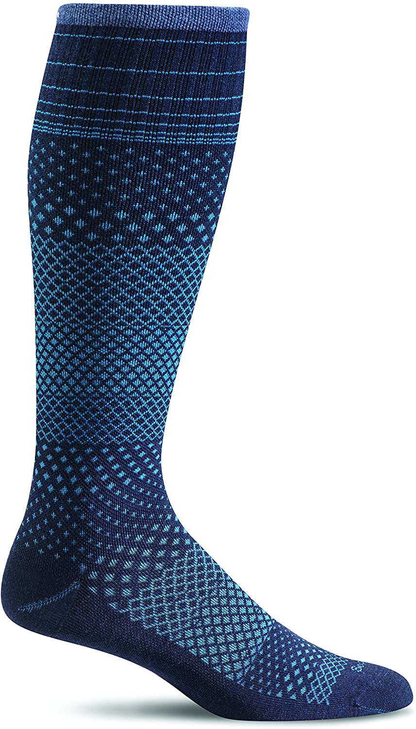 Sockwell Women's Micro Grade Moderate Graduated Compression Sock in Navy from the side