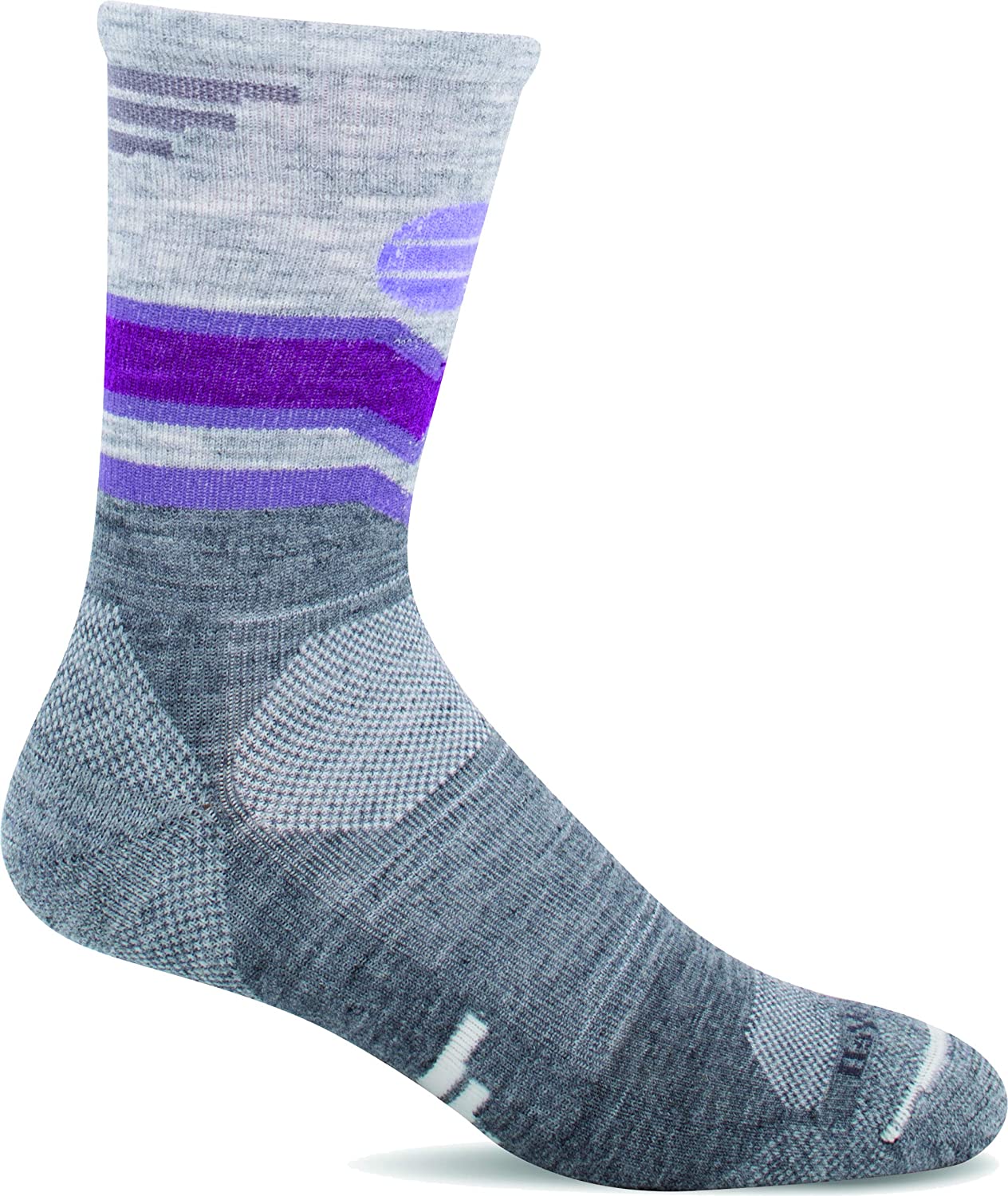 Sockwell Women's Mountain Beat Crew Moderate Compression Sock in Grey from the side