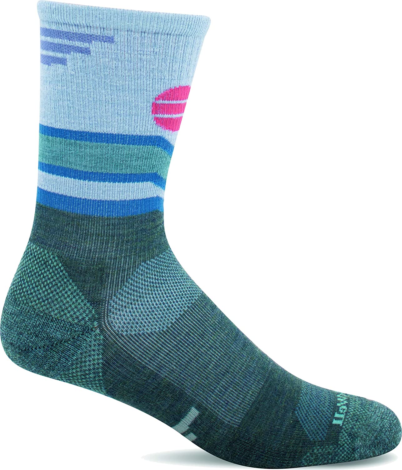 Sockwell Women's Mountain Beat Crew Moderate Compression Sock in Woodland from the side