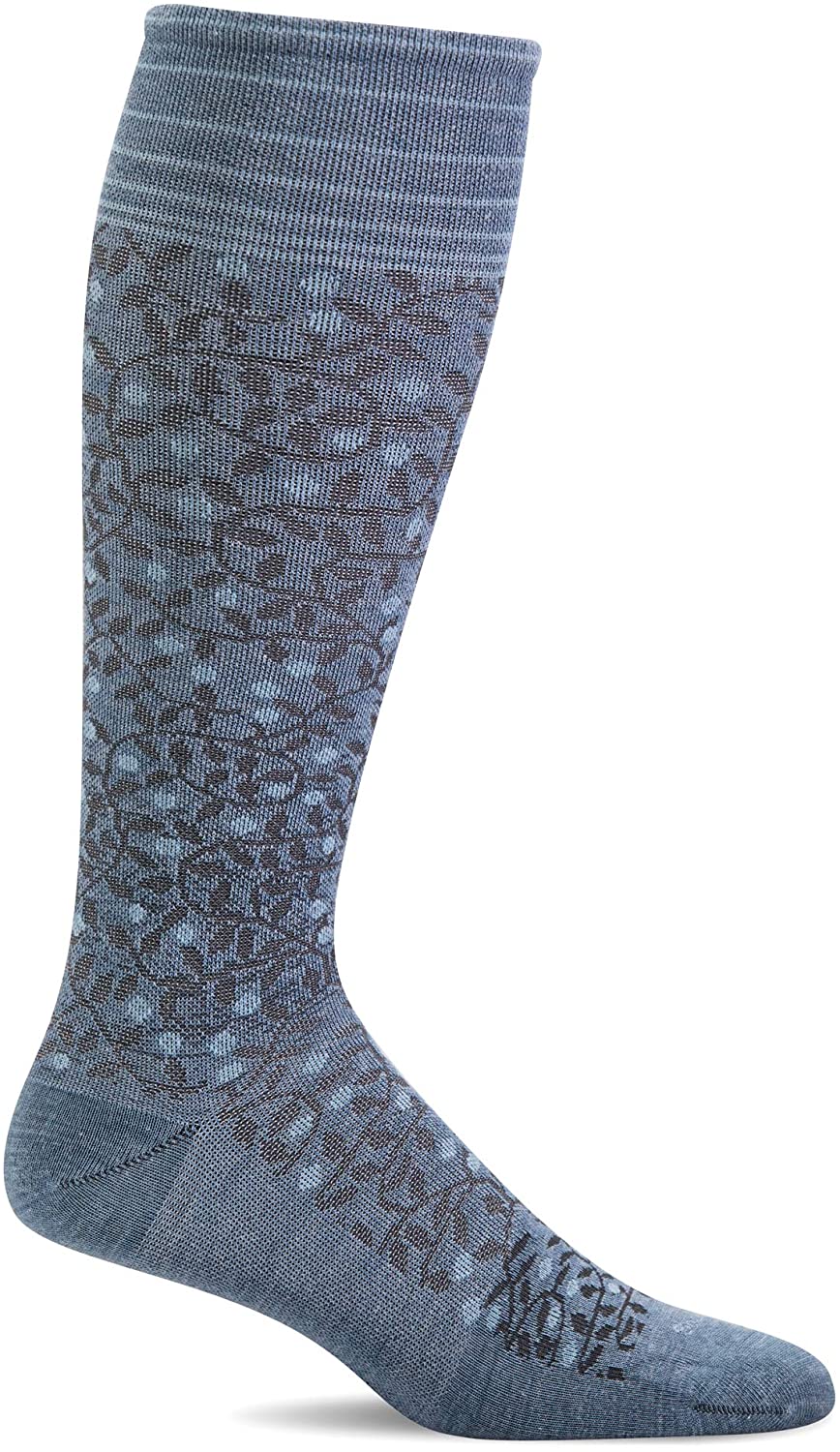 Sockwell Women's New Leaf Firm Graduated Compression Sock in Bluestone from the side