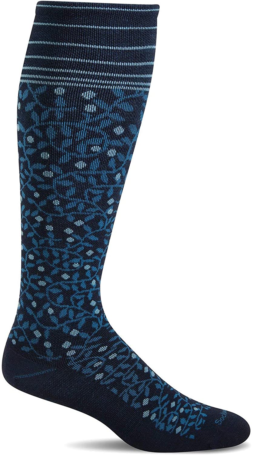 Sockwell Women's New Leaf Firm Graduated Compression Sock in Navy from the side