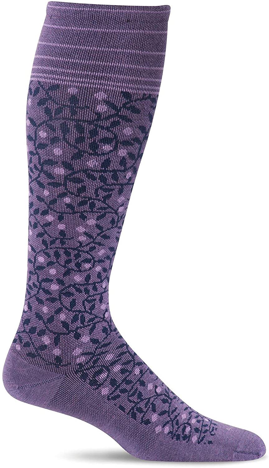 Sockwell Women's New Leaf Firm Graduated Compression Sock in Plum from the side