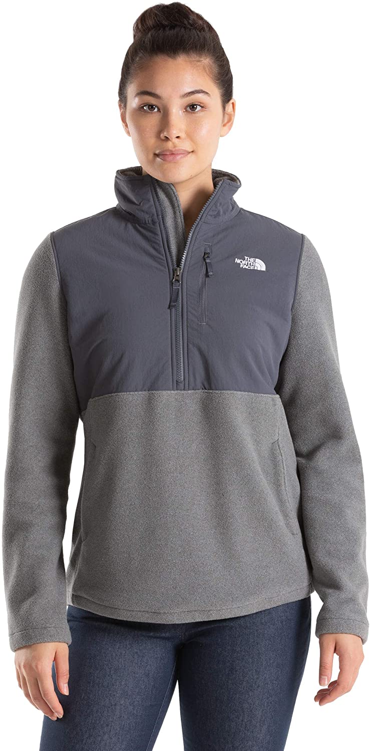 Women's The North Face Candescent Quarter Zip Jacket in TNF Medium Grey Heather/Vanadis Grey from the front