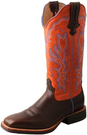 Women's Twisted X 13" Ruff Stock Western Boot in Dark Chocolate & Carrot