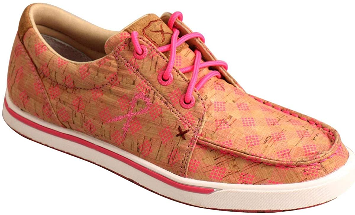 Women's Twisted X Casual Kicks Shoe in Tan & Pink from the front