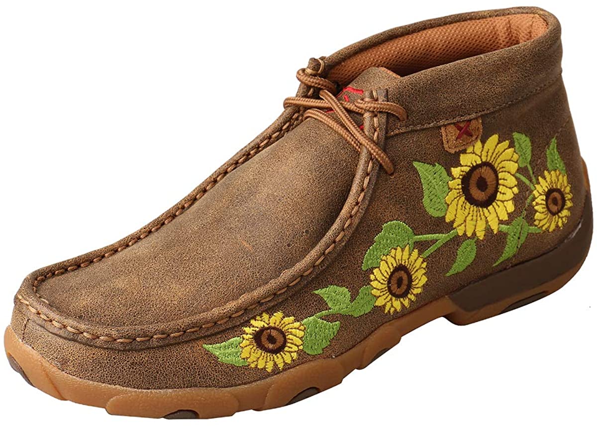 Women's Twisted X Chukka Driving Moccasins Shoe in Bomber & Sunflower from the front