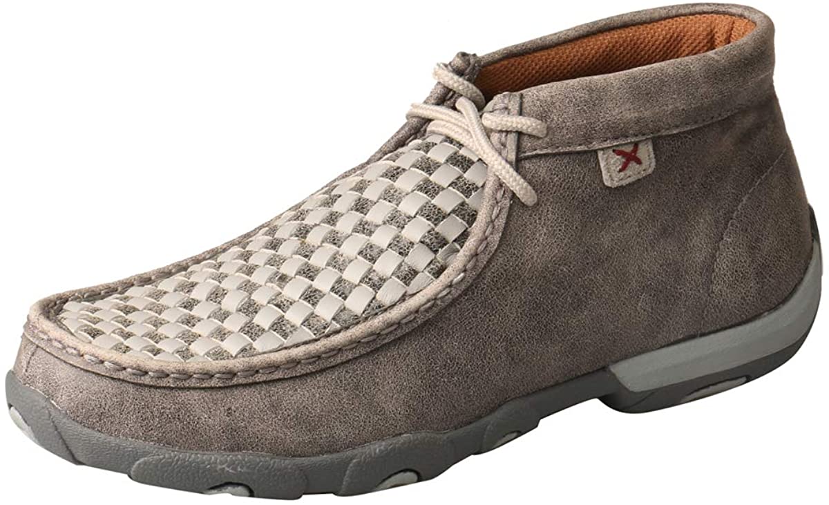 Women's Twisted X Chukka Driving Moccasins Shoe in Woven Grey & Grey from the front