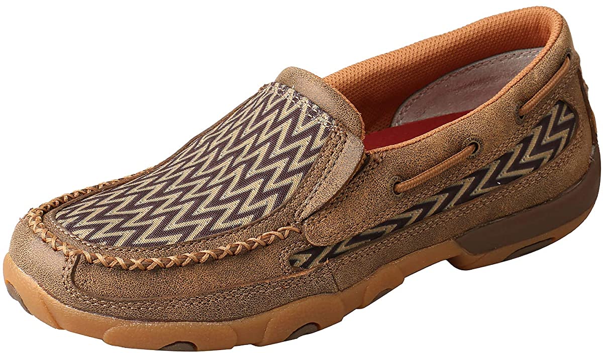 Women's Twisted X Slip-On Driving Moccasins Shoe in Bomber & Chevron from the front