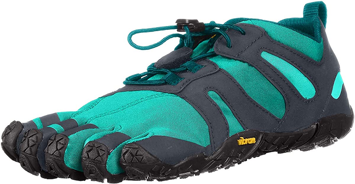 Women's Vibram Five Fingers V-Trail 2.0 Running Shoe in Blue/Green from the front