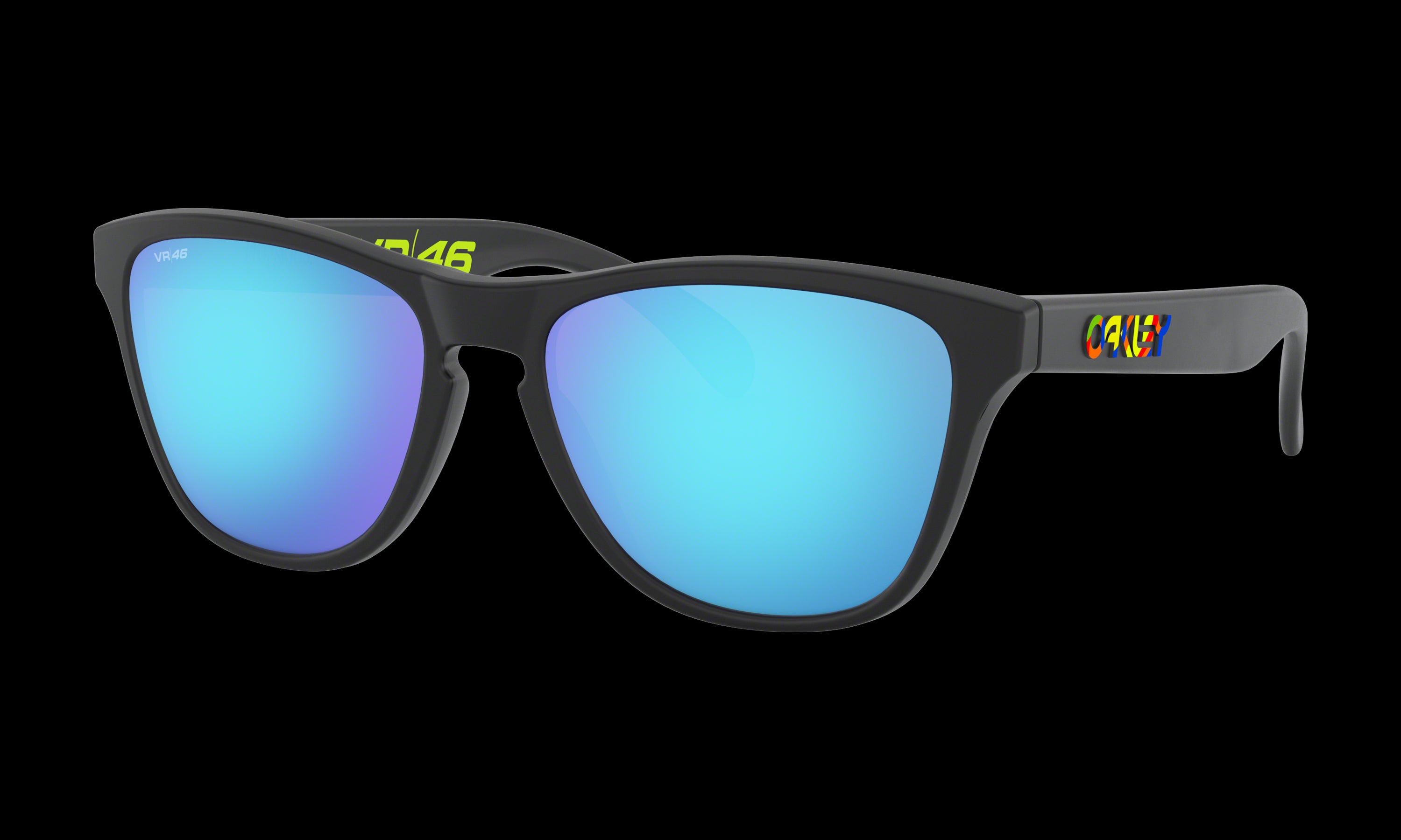 Youth Oakley Frogskins XS (Youth Fit) Sunglasses in Polished Black Prizm Sapphire