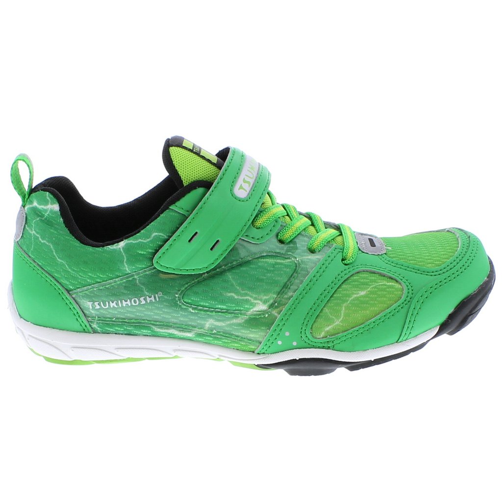 Youth Tsukihoshi Mako Sneaker in Green/Lime from the side view