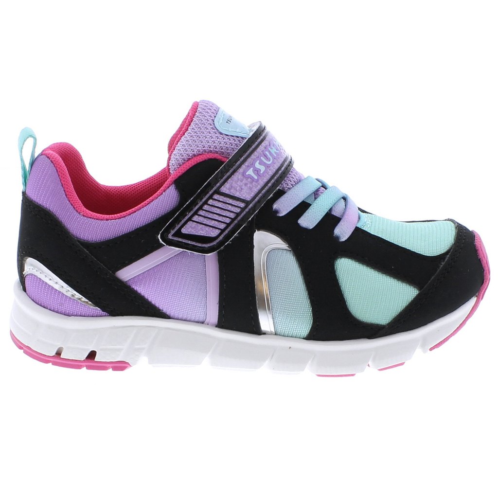 Youth Tsukihoshi Rainbow Sneaker in Black/Mint from the side view