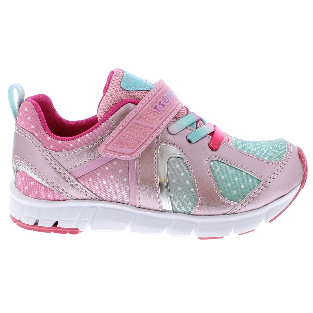 Youth Tsukihoshi Rainbow Sneaker in Rose/Mint from the side view