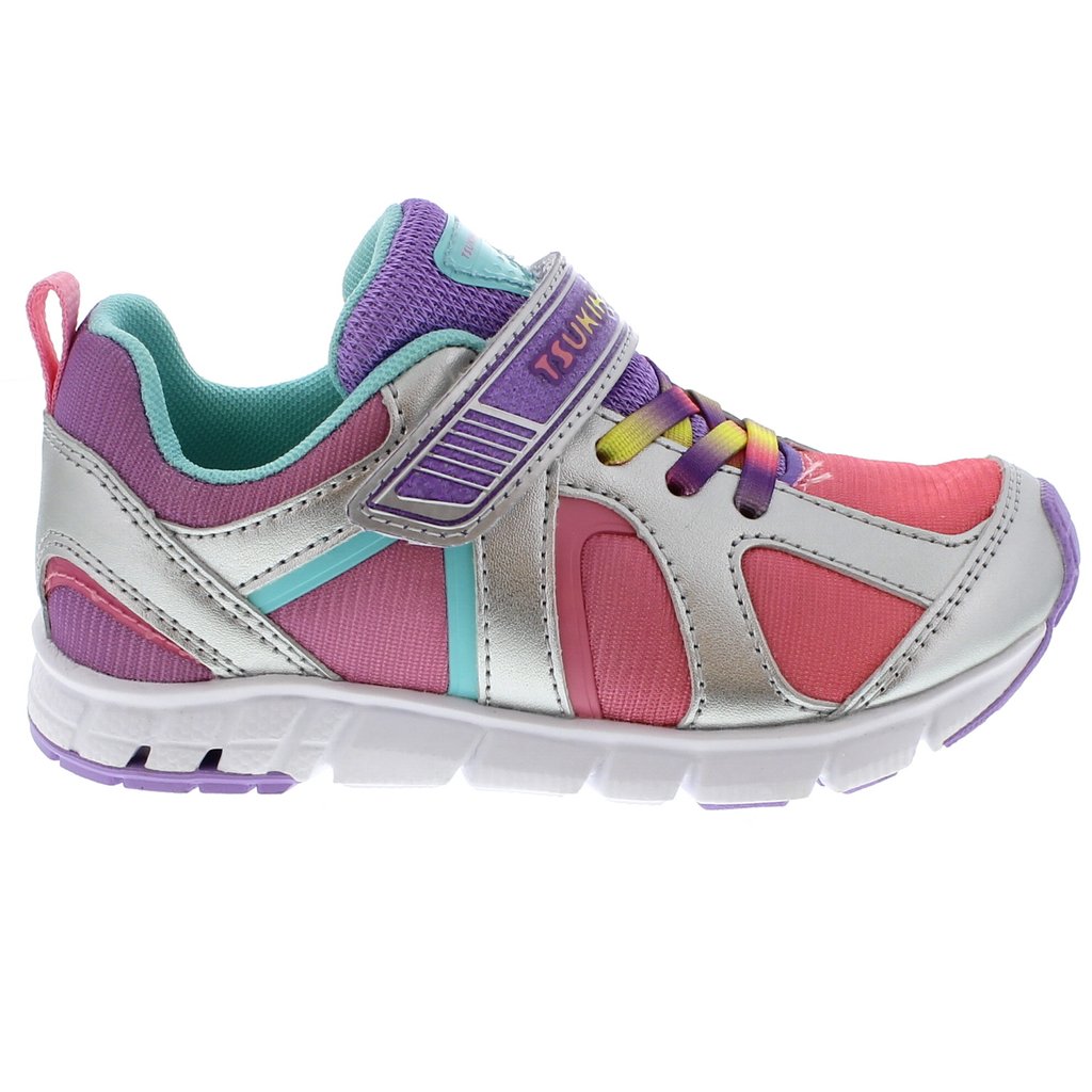 Youth Tsukihoshi Rainbow Sneaker in Silver/Lavender from the side view