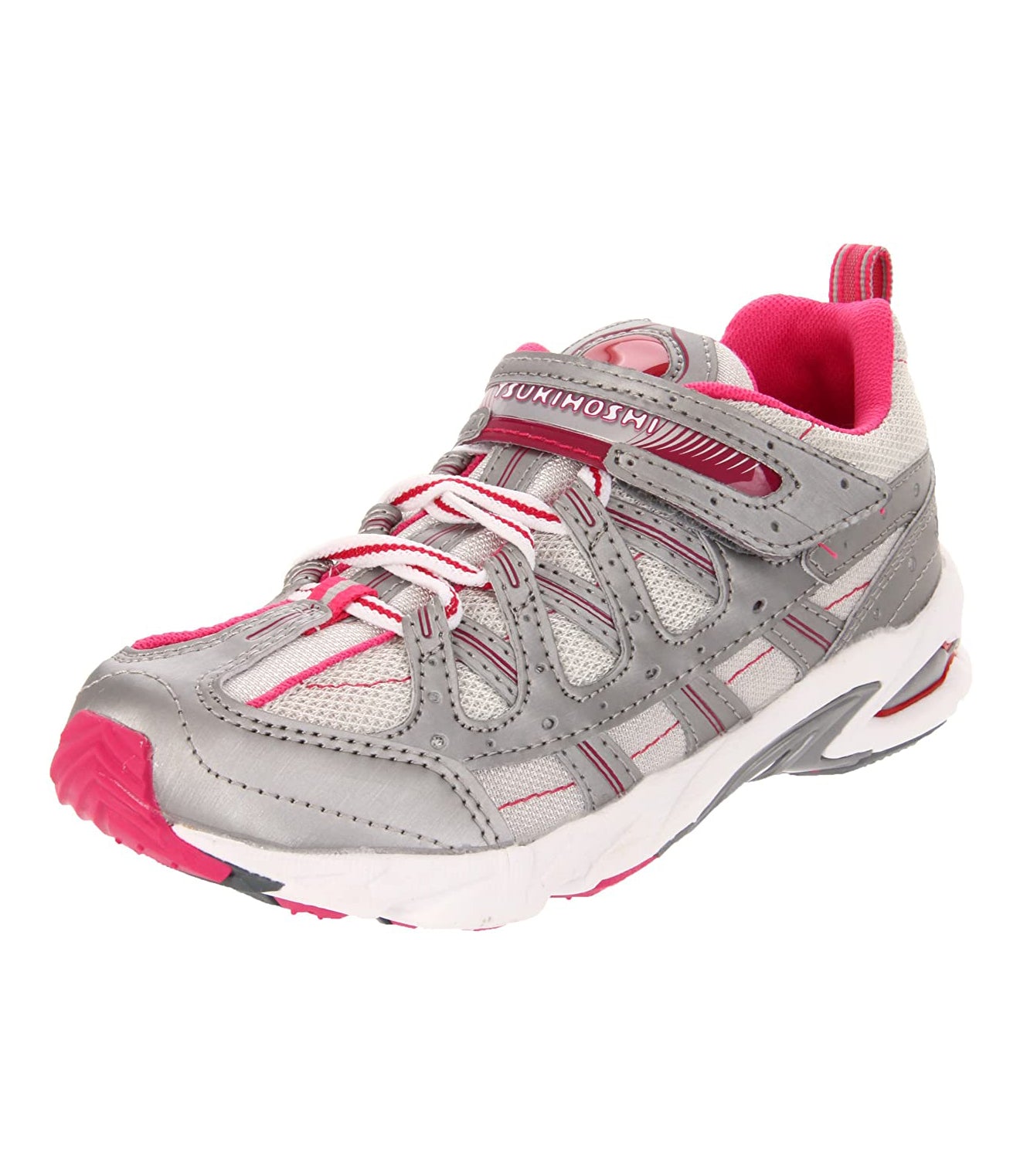 Youth Tsukihoshi Speed Sneaker in Silver/Raspberry from the front view
